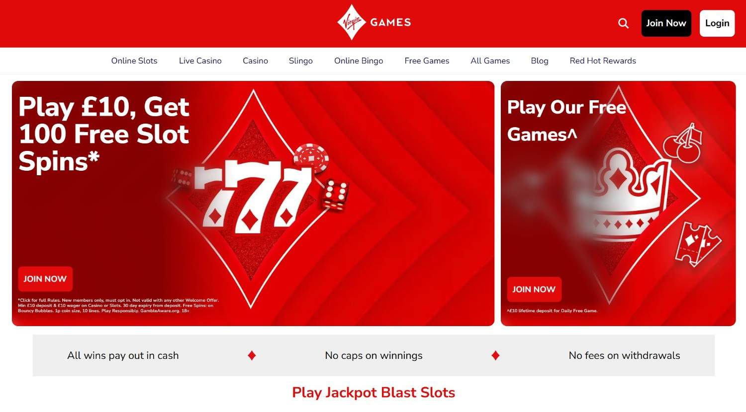 Virgin games homepage Virgin games homepage