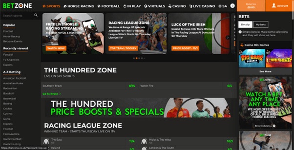 Betzone homepage
