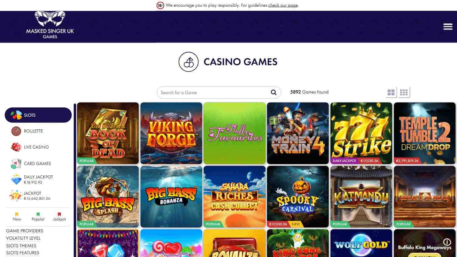 Masked Singer Games homepage