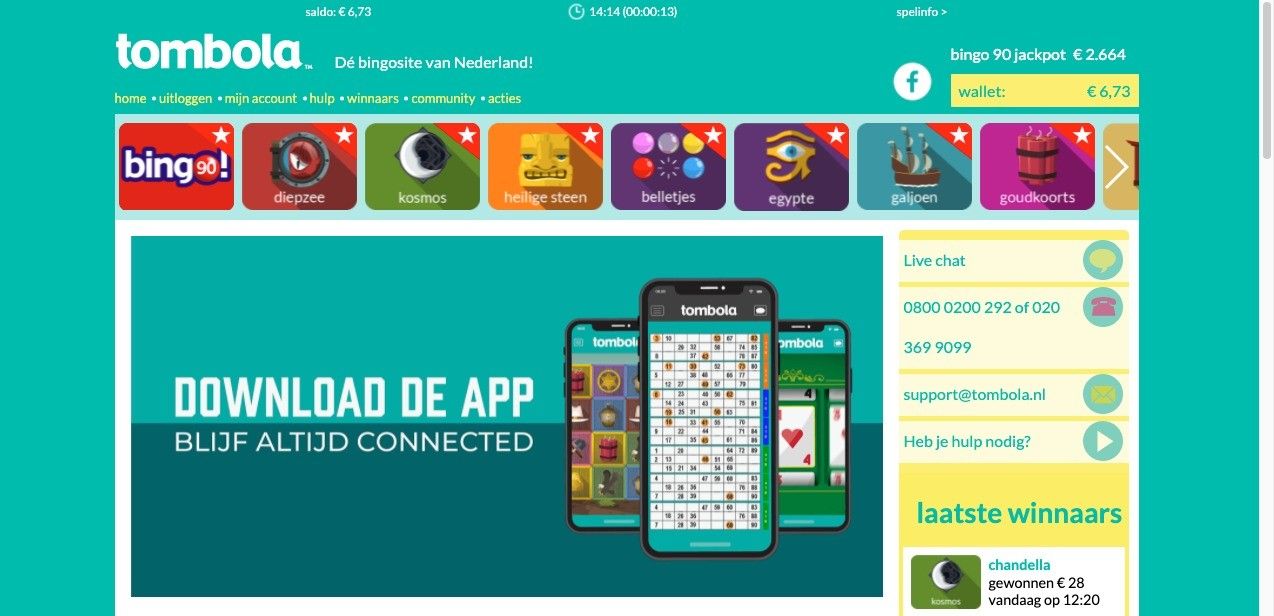 Tombola Arcade homepage