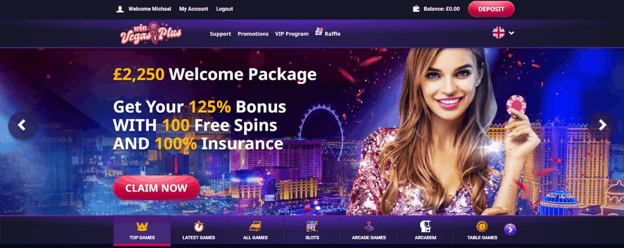 Win Vegas Plus homepage