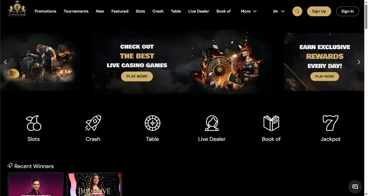Casino Empire casino homepage