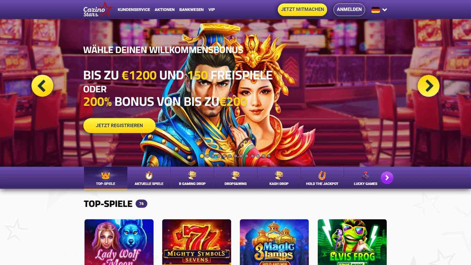 Cazino Stars casino homepage