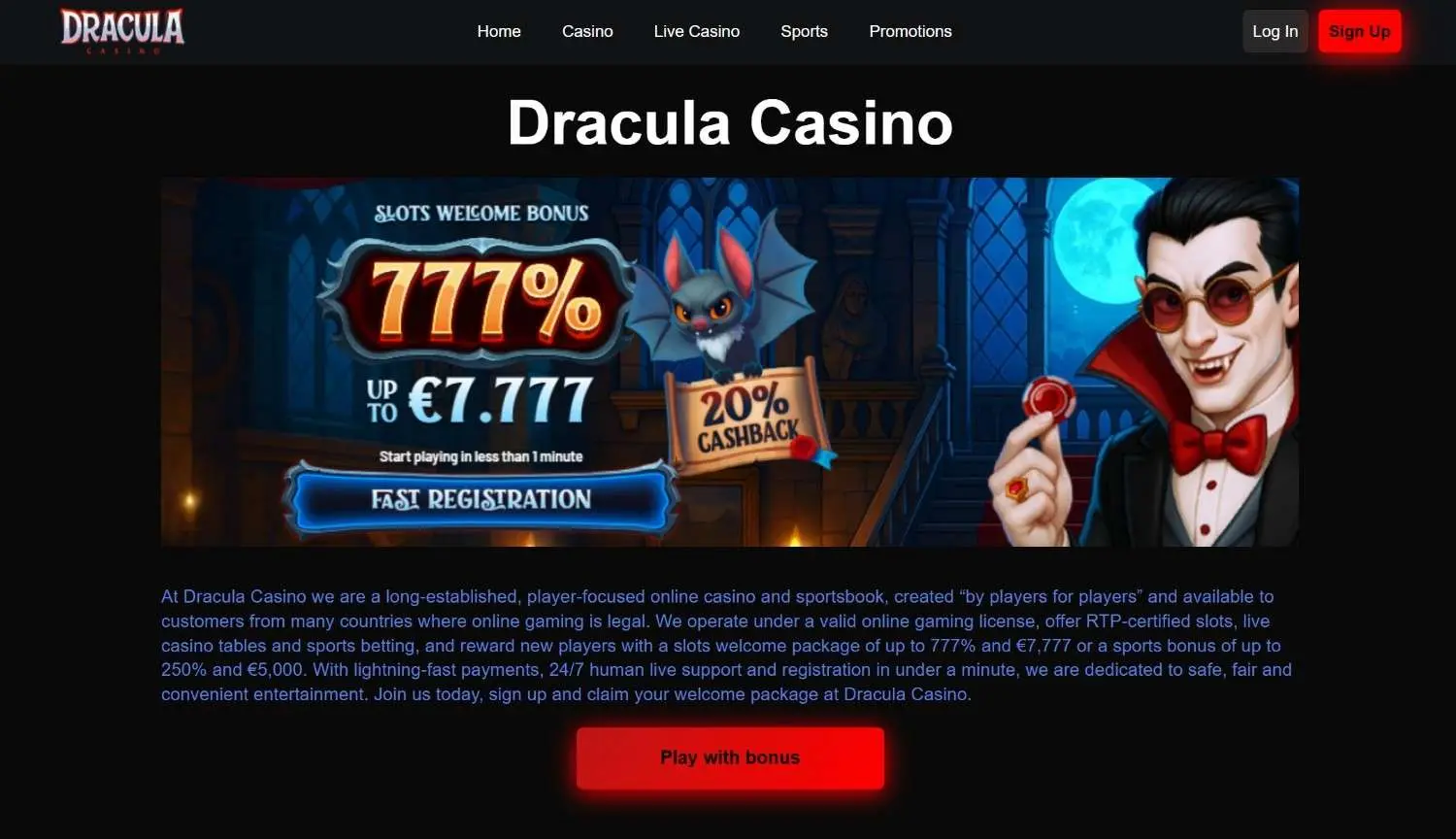 Dracula Casino casino homepage