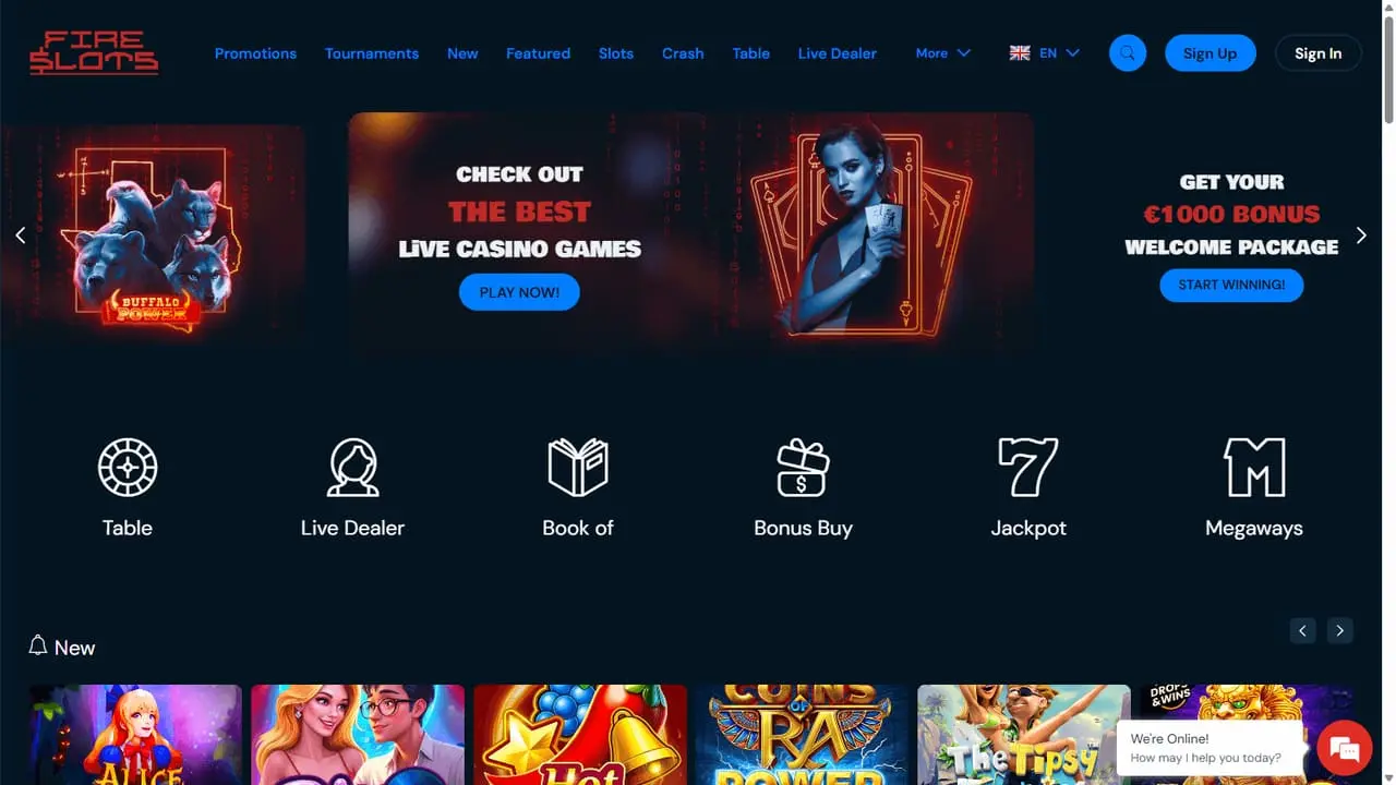 FireSlots casino homepage