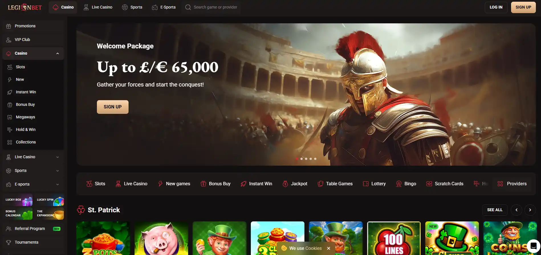 LegionBet casino homepage