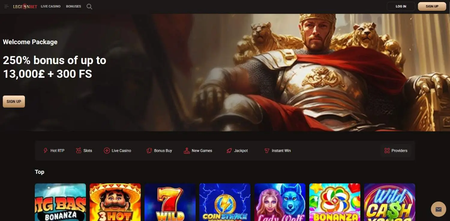 LegionBet casino homepage