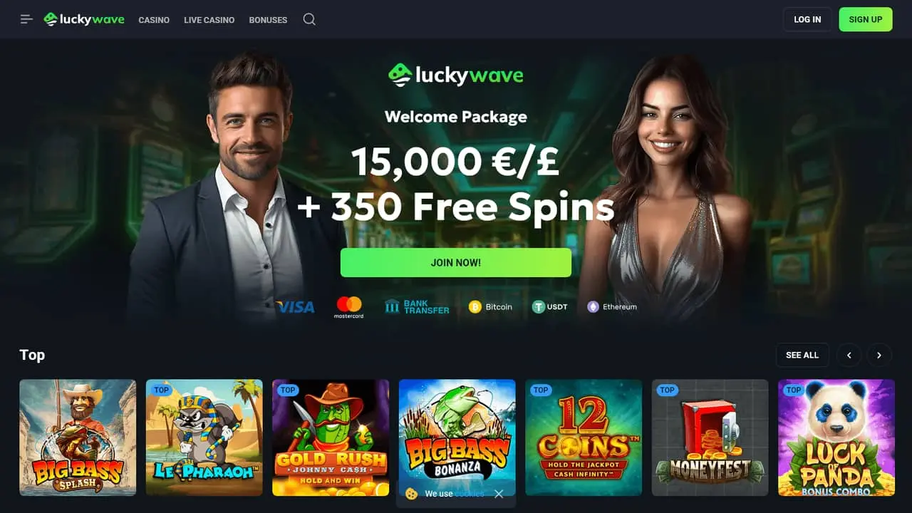 LuckyWave casino homepage