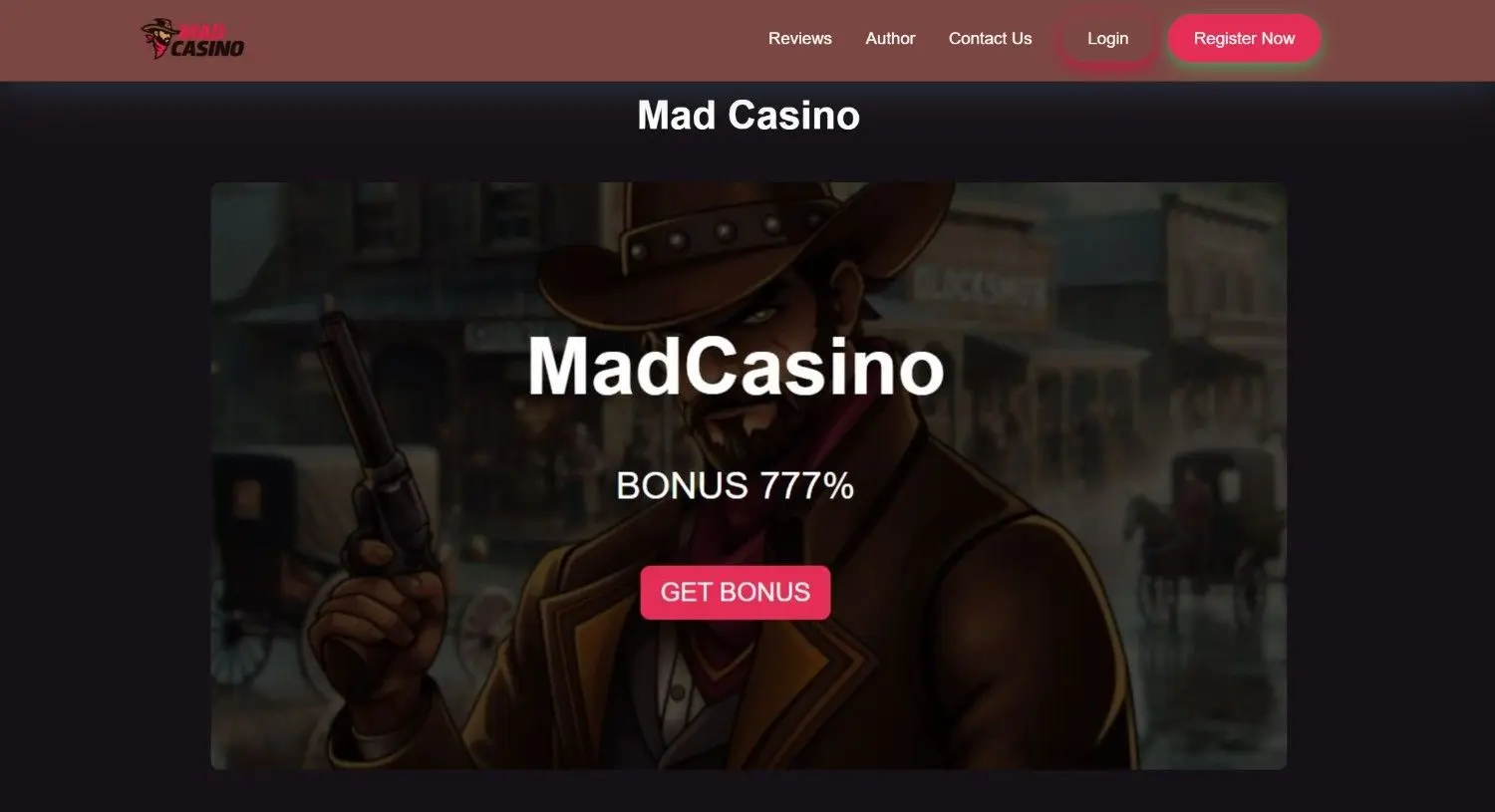 Mad Casino casino homepage