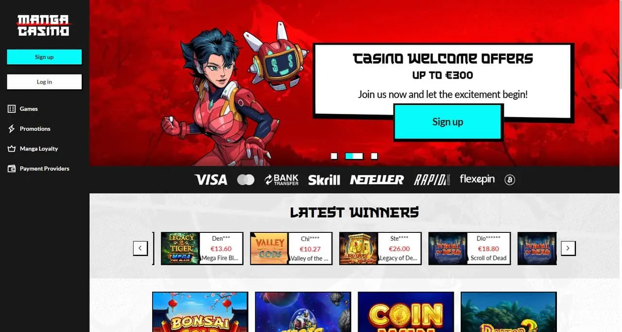 Manga Casino casino homepage