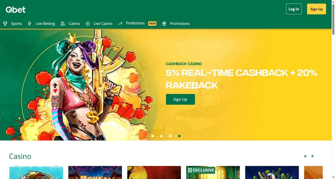 QBet casino homepage