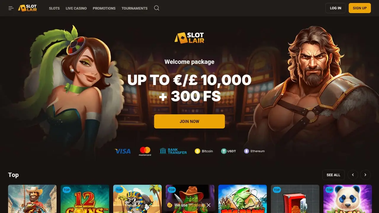 Slot Lair casino homepage