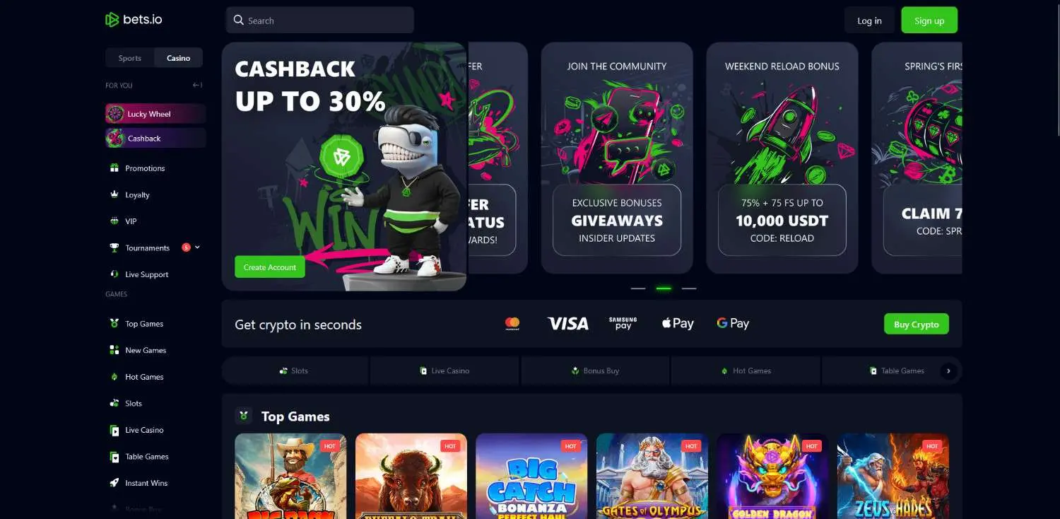 Bets.io homepage