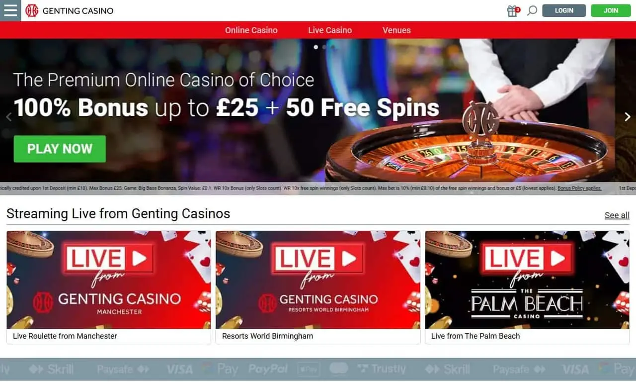 Genting Casino homepage