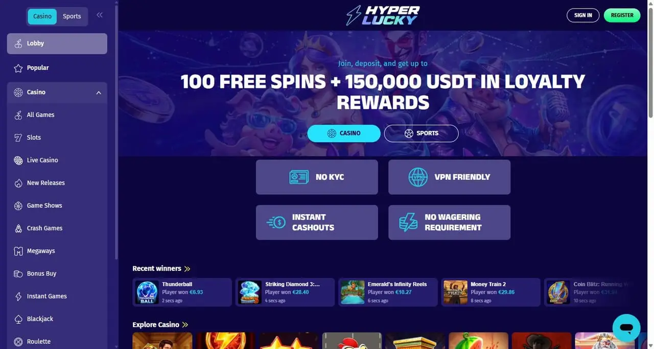 HyperLucky homepage