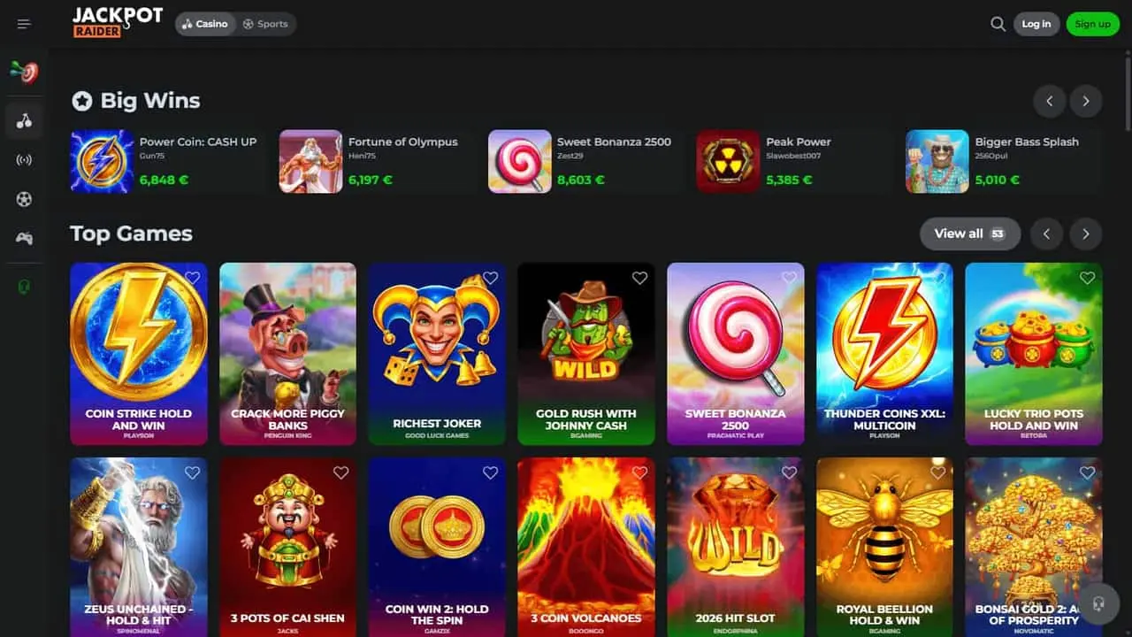 JackpotRaider homepage