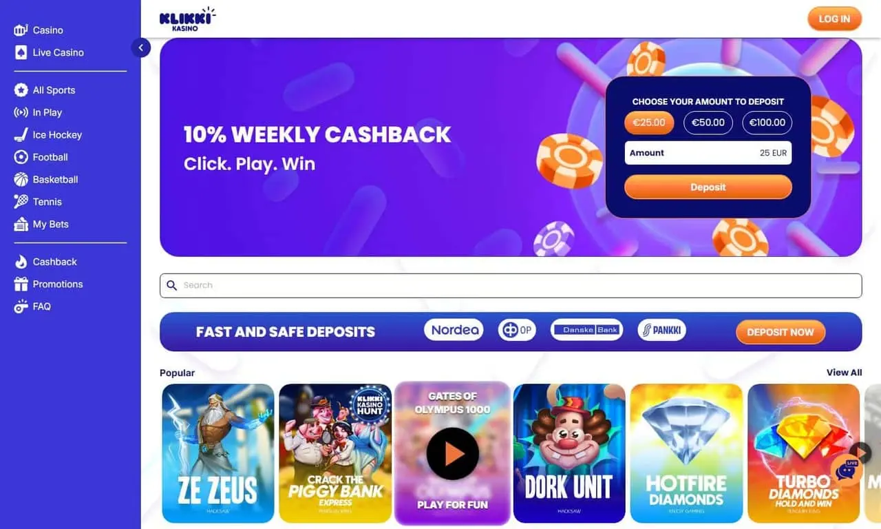 Klikki homepage