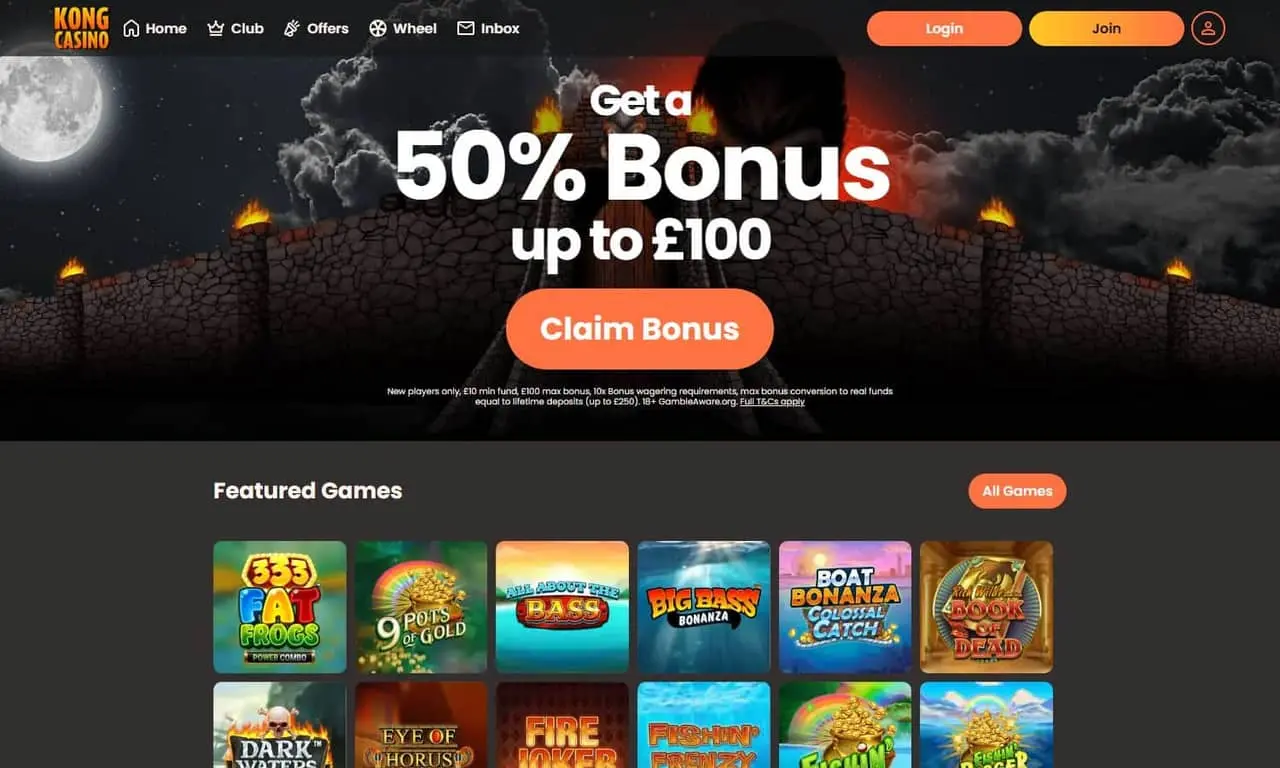 Kong Casino homepage