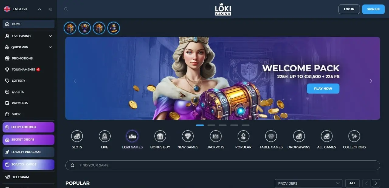 Loki Casino homepage