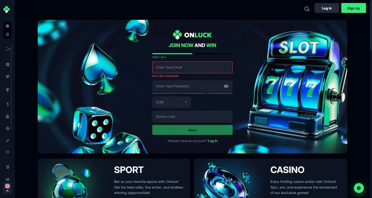 OnLuck homepage