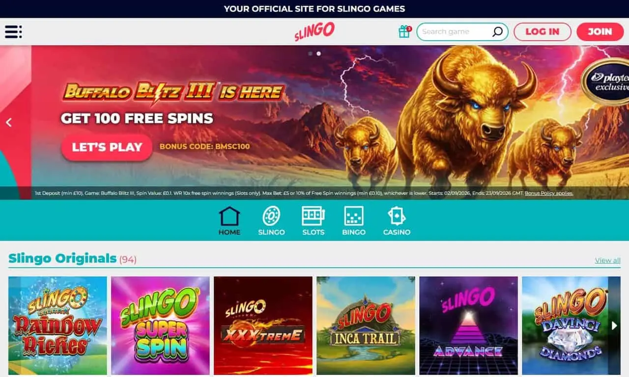 Slingo homepage