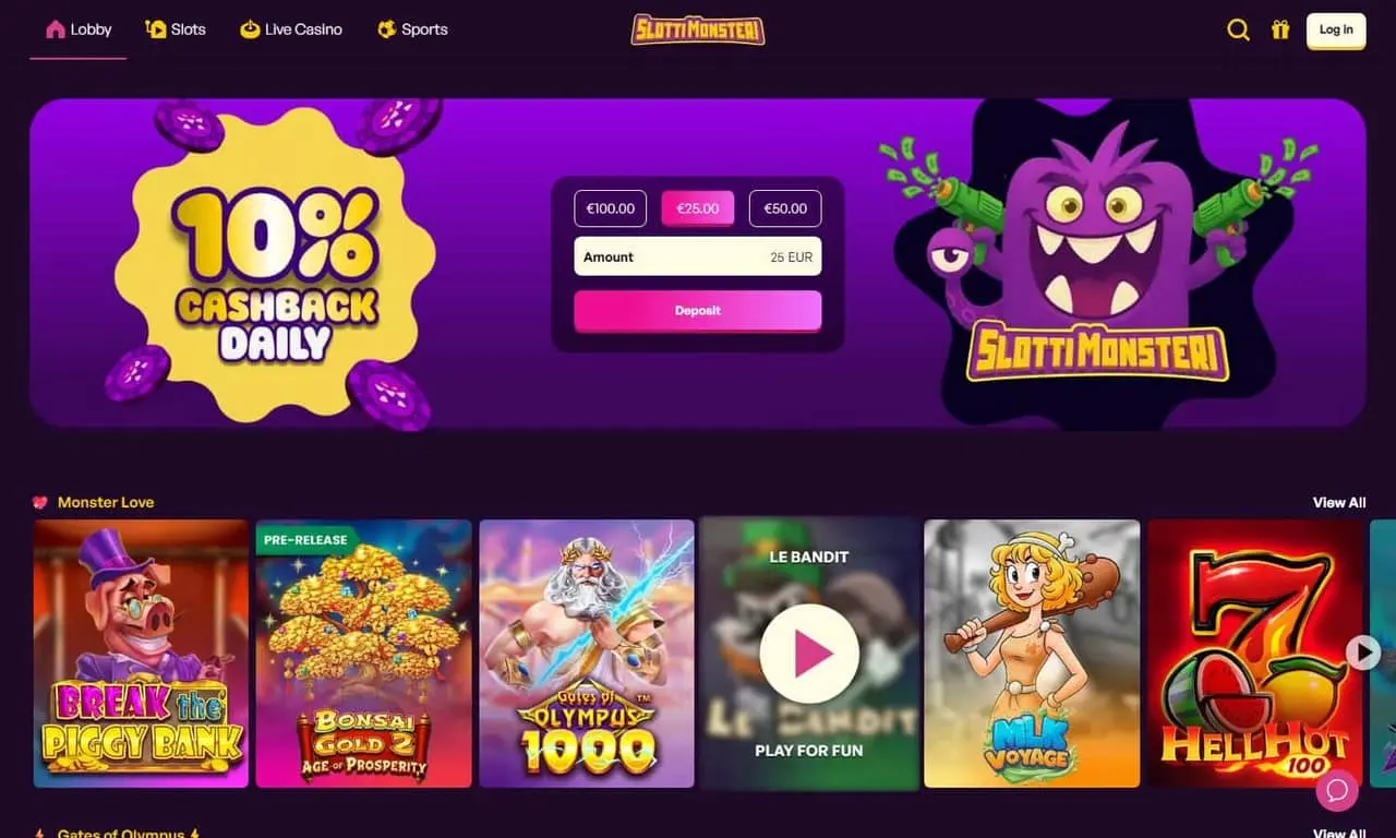 Slottimonsteri homepage