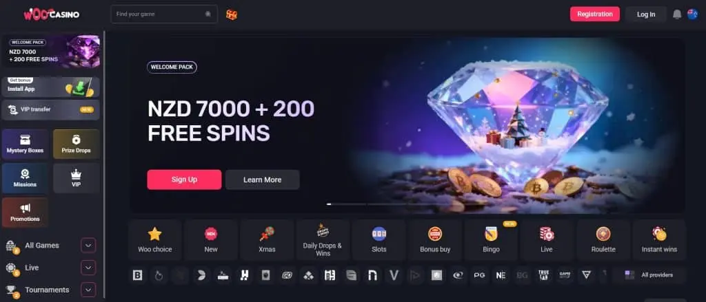Woo Casino homepage