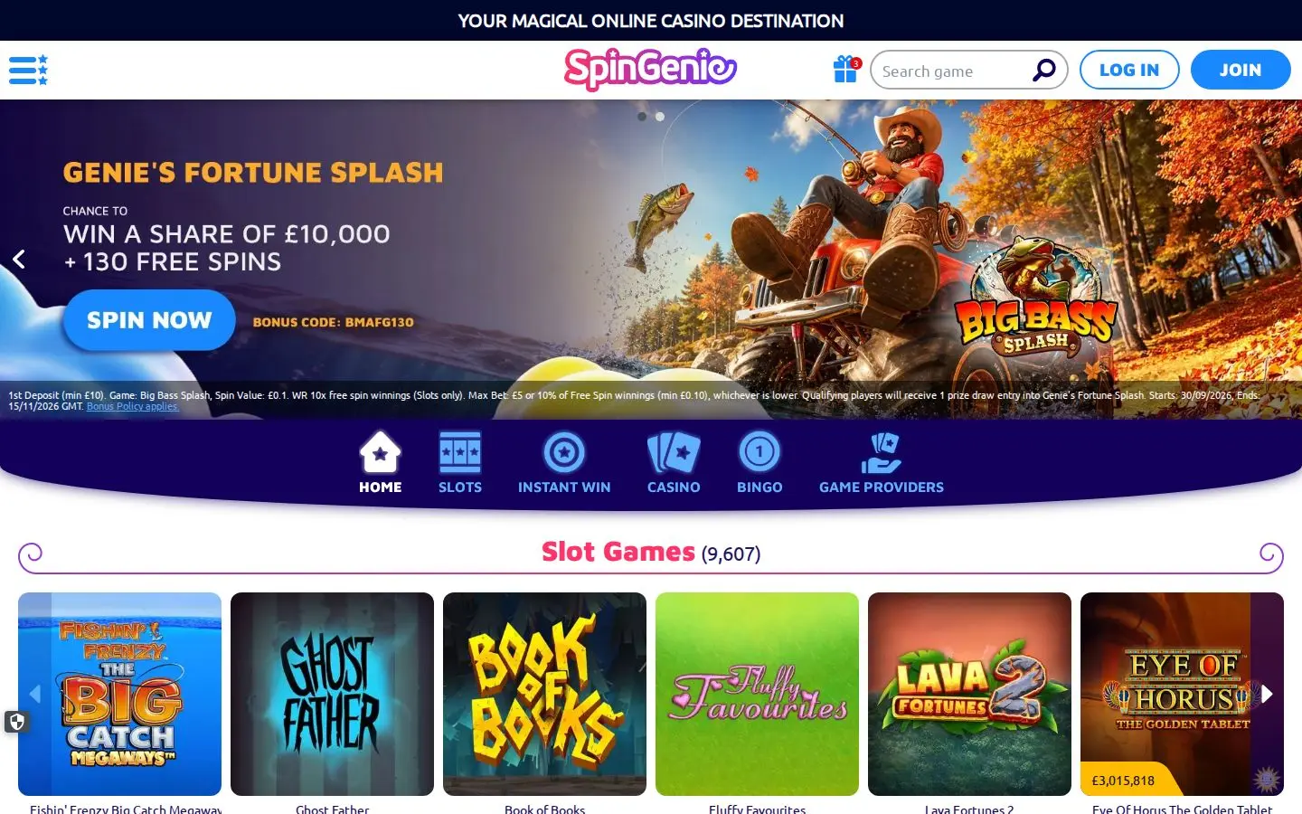 Spin Genie homepage